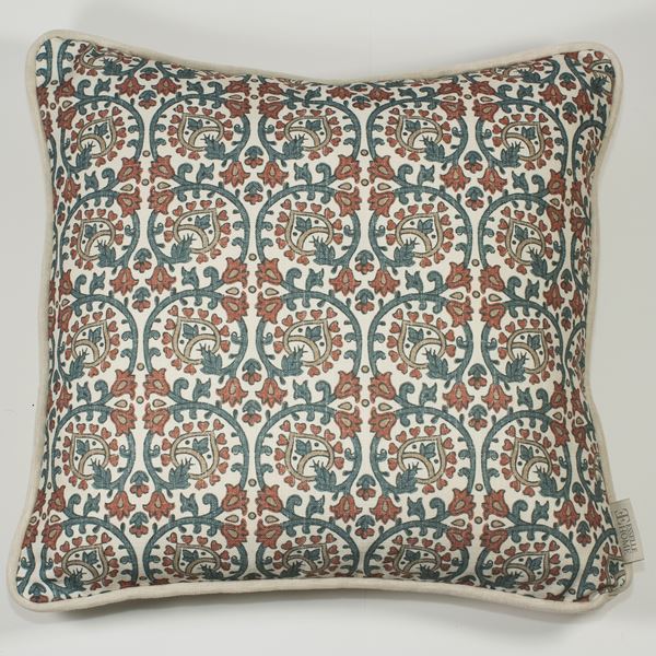 Veda Linen Cushion - Spice Blue